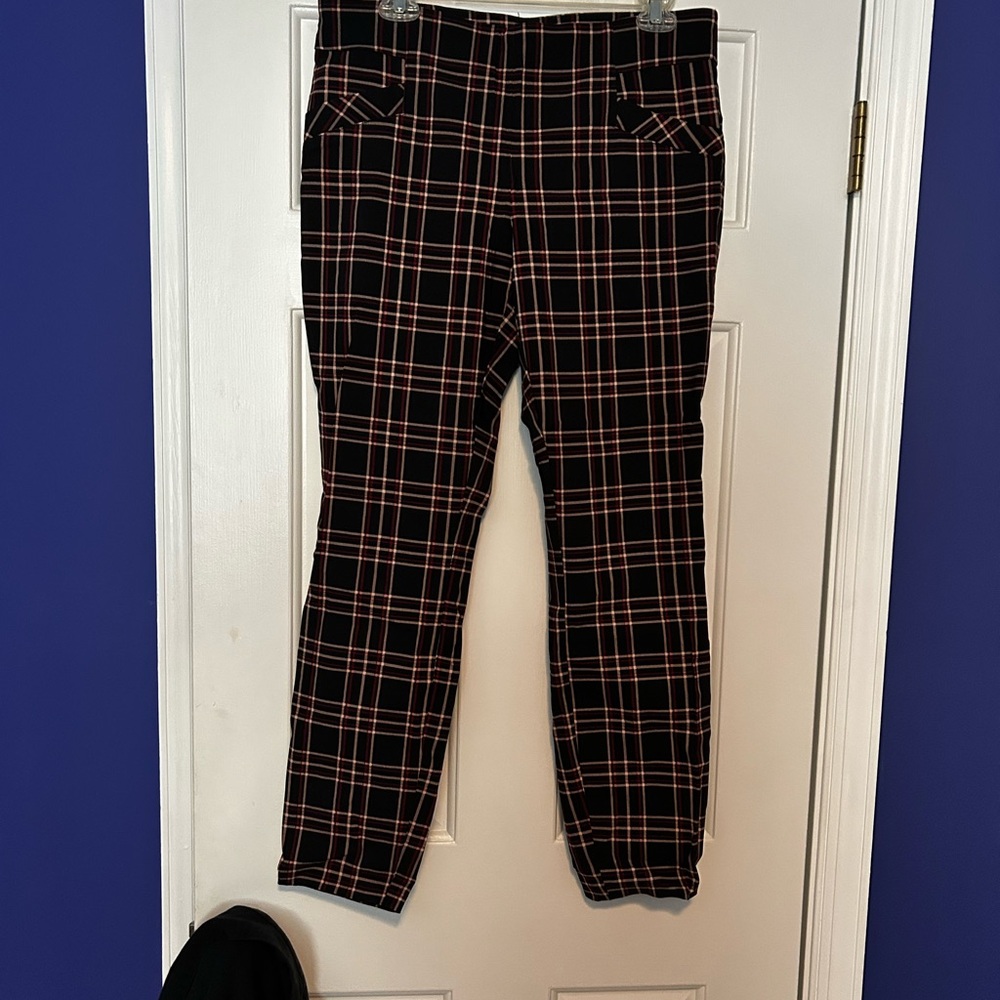 Women’s Black and Maroon Plaid Pants